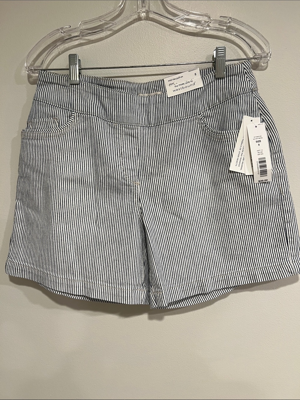 Westbound Navy/White Pinstripe Cotton Shorts